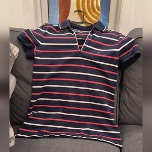 Tommy Hilfiger Navy Polo with Red and White Stripes